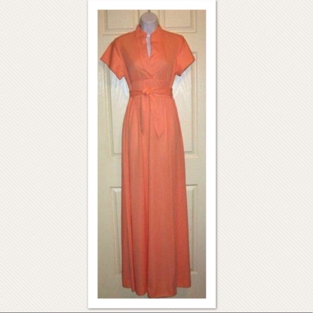 Vintage 1970s Peach Maxi Dress